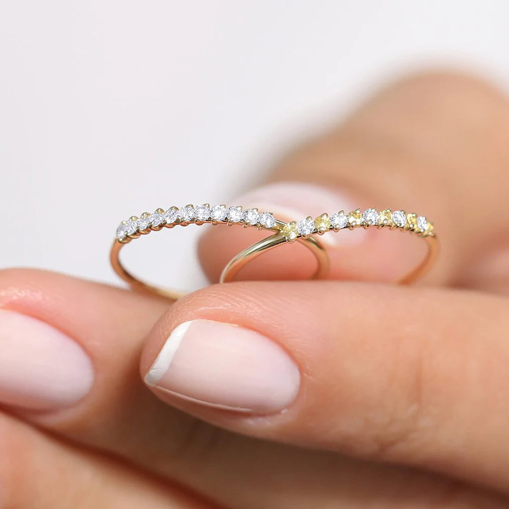 Solid Gold 11 Stone Petite Diamond Wedding Band