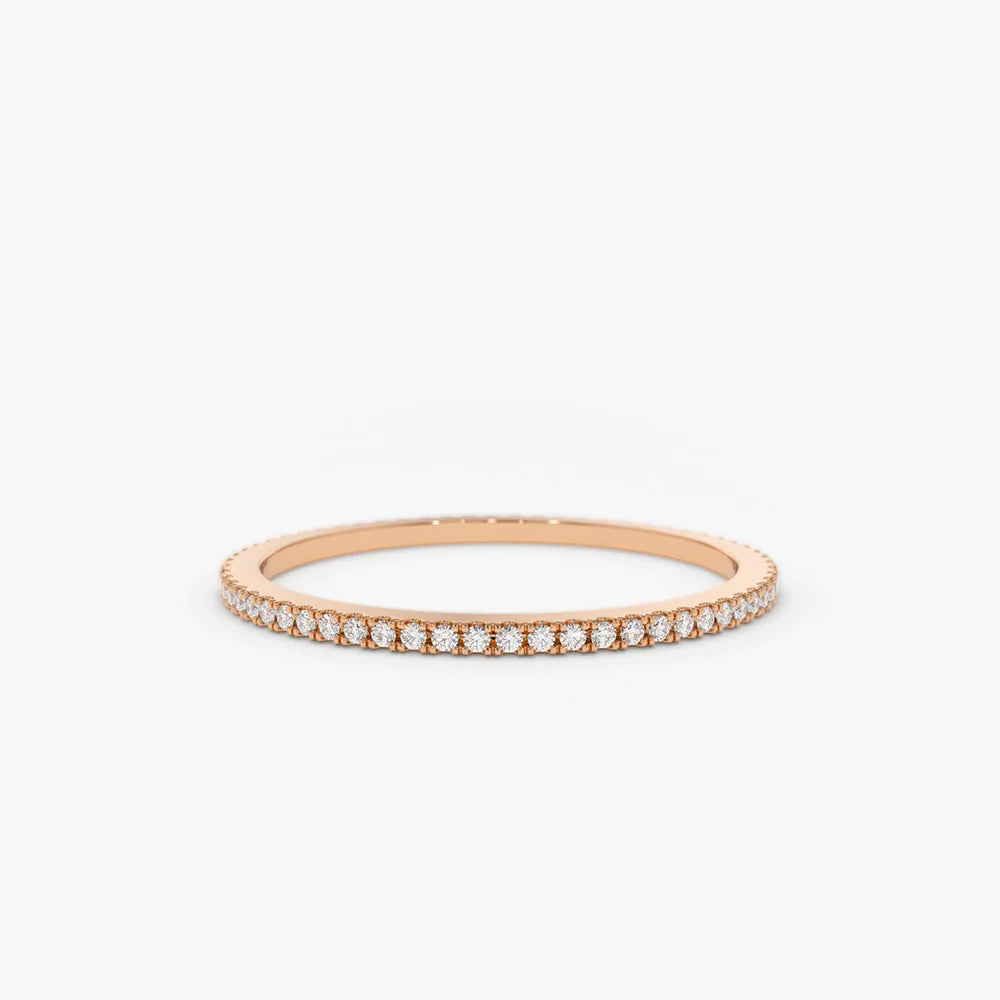 Ultra Thin 1mm Micro Pavé Moissanite Eternity Wedding Band, photo 5