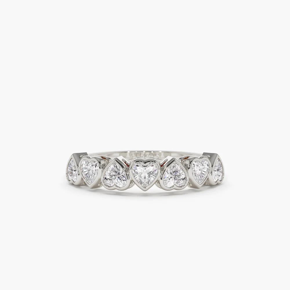 Solid Gold Heart Shape Up Down Bezel Setting Diamond Ring
