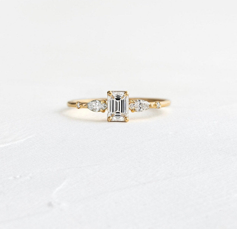 14K Solid Gold Stackable Moissanite Ring