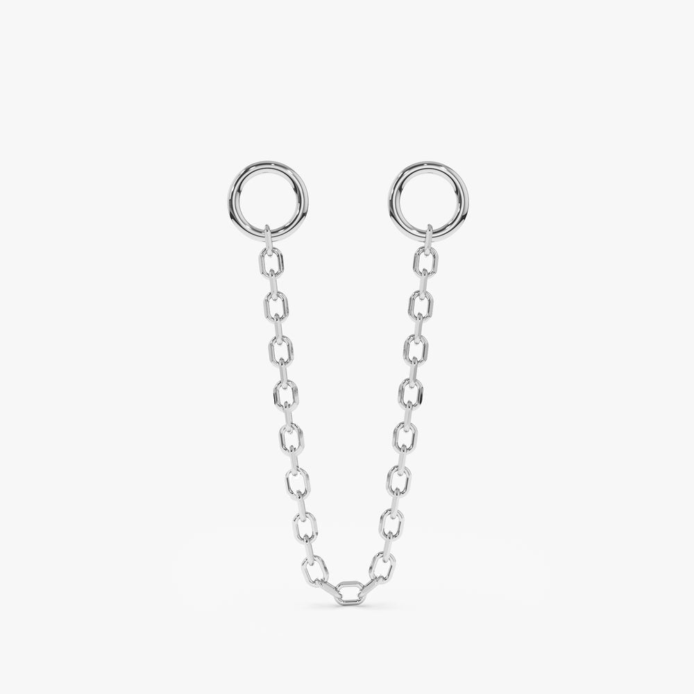 Solid Gold Cable Chain Huggies Charm