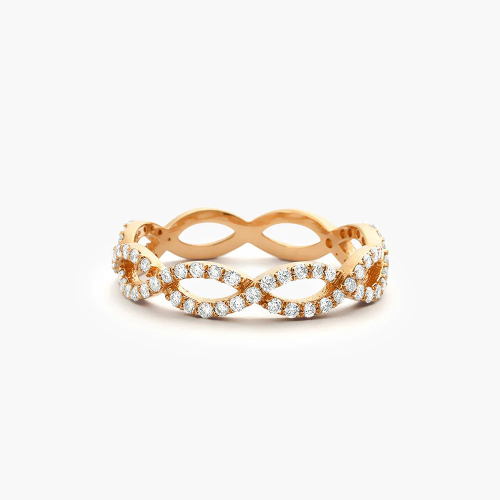 Solid Gold Micro Pave Set Diamond Infinity Ring
