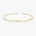 Solid Gold Diamond Crescent Moon Station Bracelet (BA8F94)