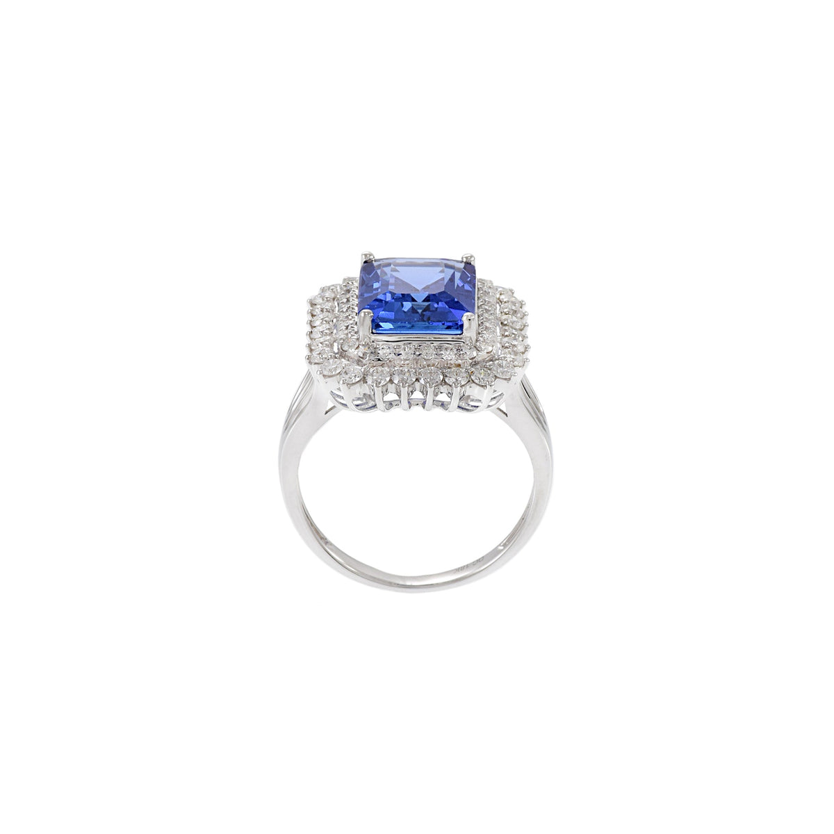 Solid Gold Emerald Cut Tanzanite And Diamond Ring