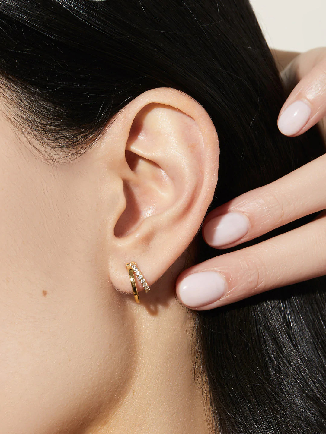 Solid Gold Double Hoop Earrings