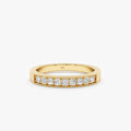 Solid Gold Milgrain Edge Diamond Wedding Band (41A8B5)