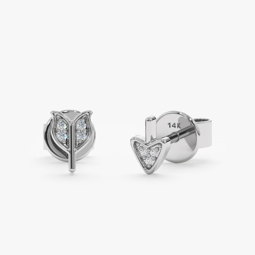 Solid Gold Broken Arrow Diamond Studs