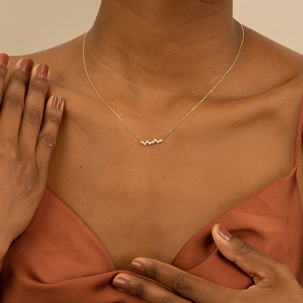 Solid Gold Diamond Bubble Necklace (F4CFEE)
