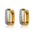 Solid Gold Half Diamond Rectangle Hoop Earring