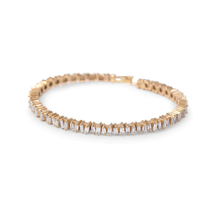 Solid Gold Diamond Baguette Picket Bangle