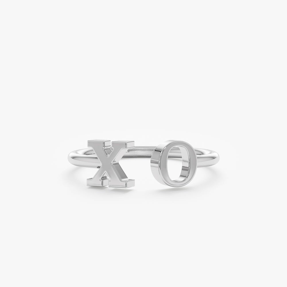Solid Gold Double Initial Open Ring