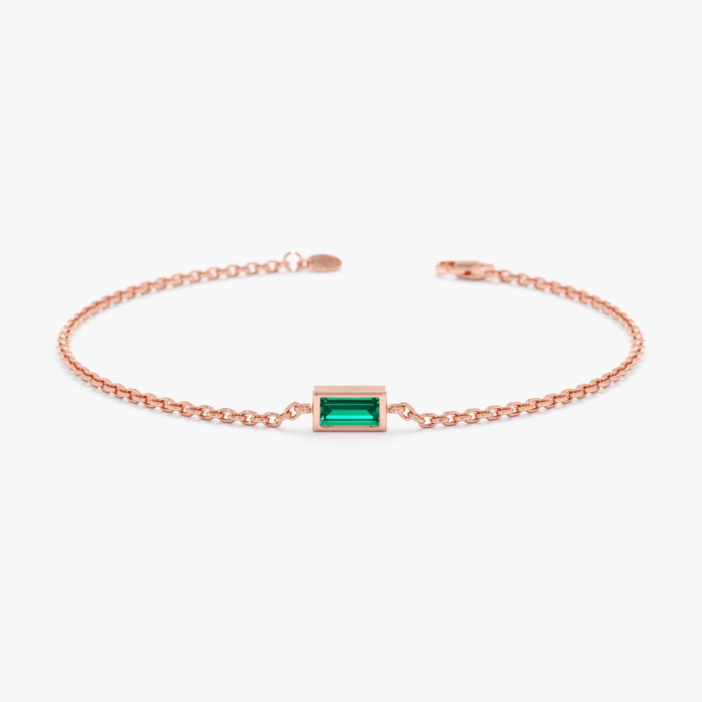 Solid Gold Emerald Birthstone Bracelet
