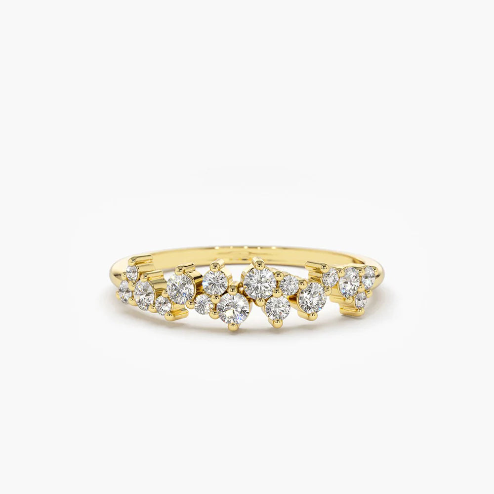 Solid Gold Diamond Statement Cluster Ring