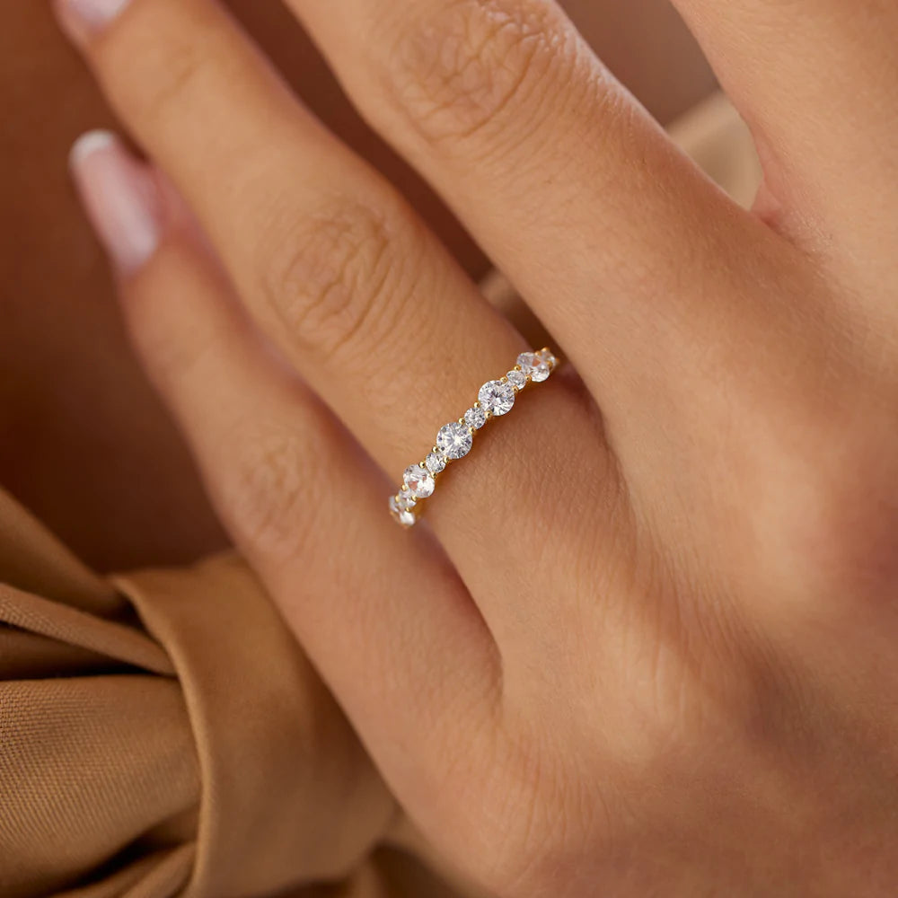 Solid Gold Round Diamond Anniversary Ring