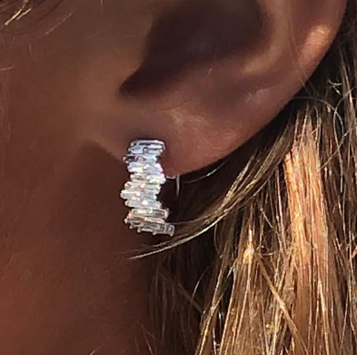 Solid Gold Ava Baguette Diamond Hoops