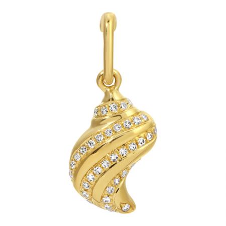 Solid Gold Diamond Seashell Charm