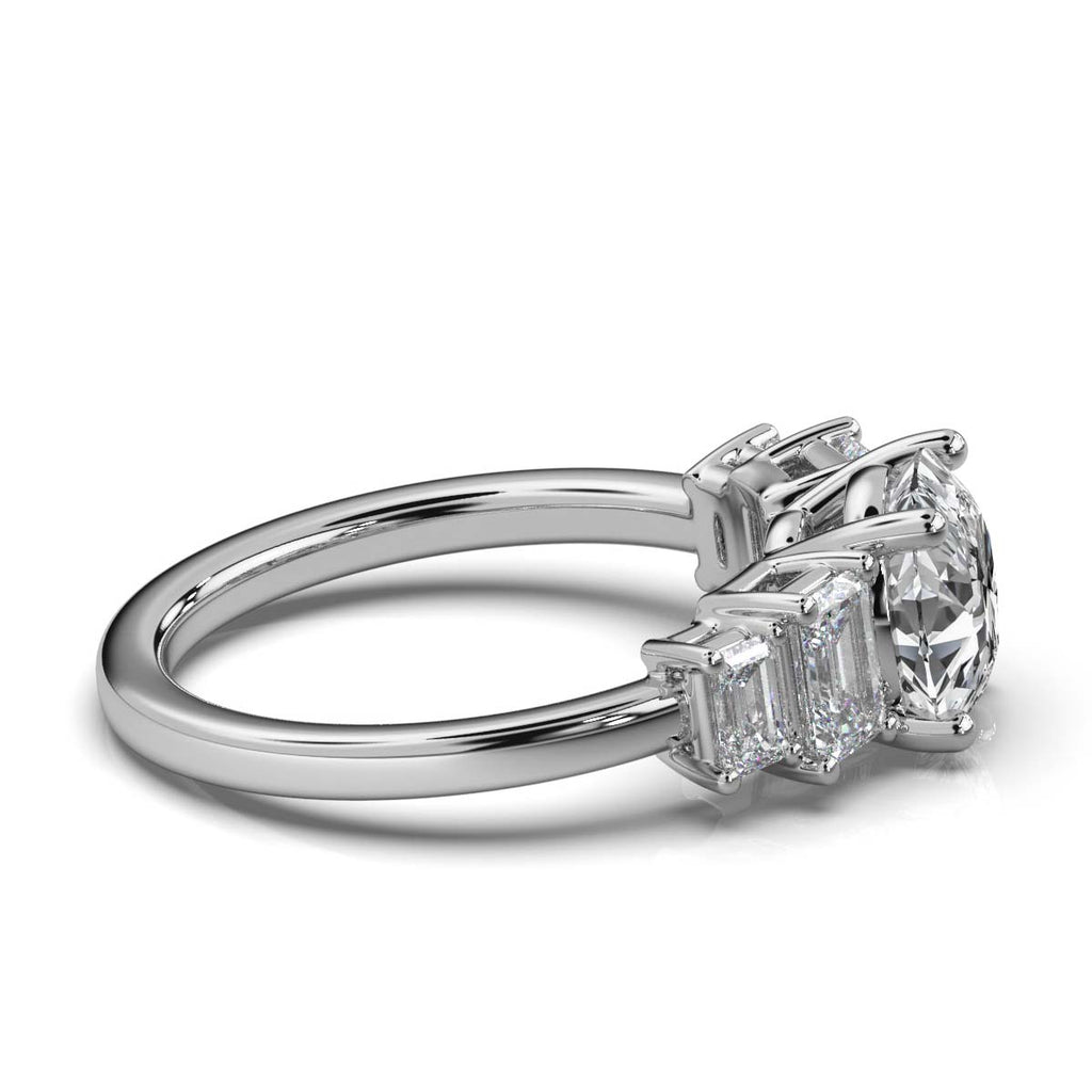 Solid Gold Diamond Ring Emerald Cut Five Stone Emerald Shape Lab Grown