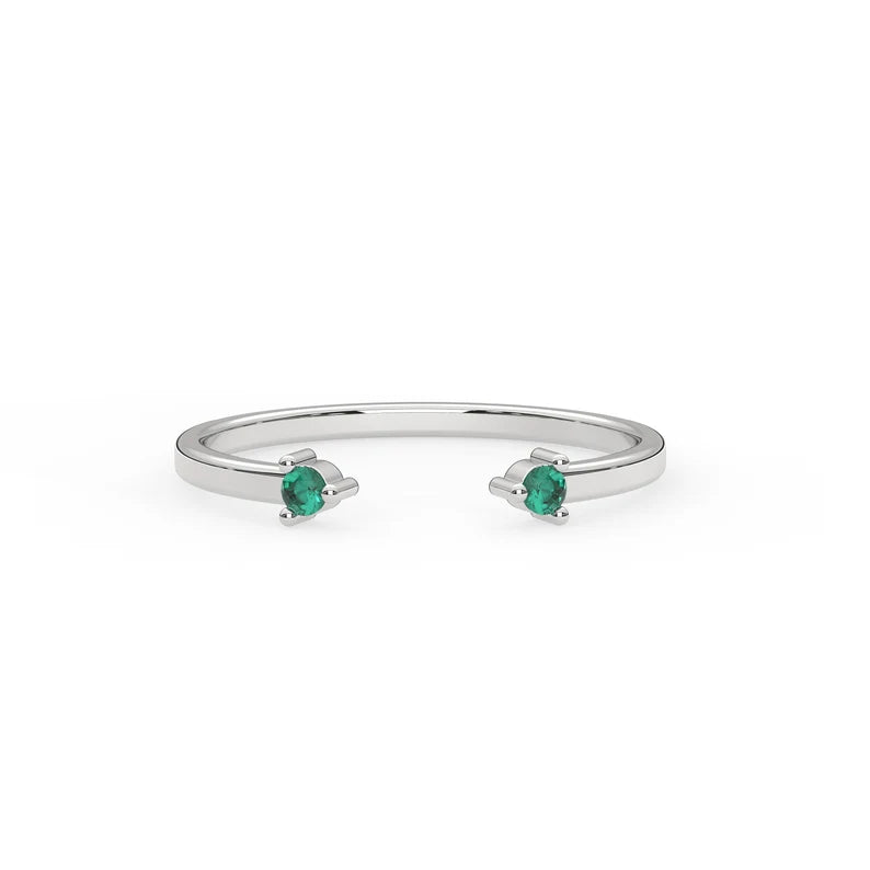Solid Gold Natural Emerald Cuff Ring