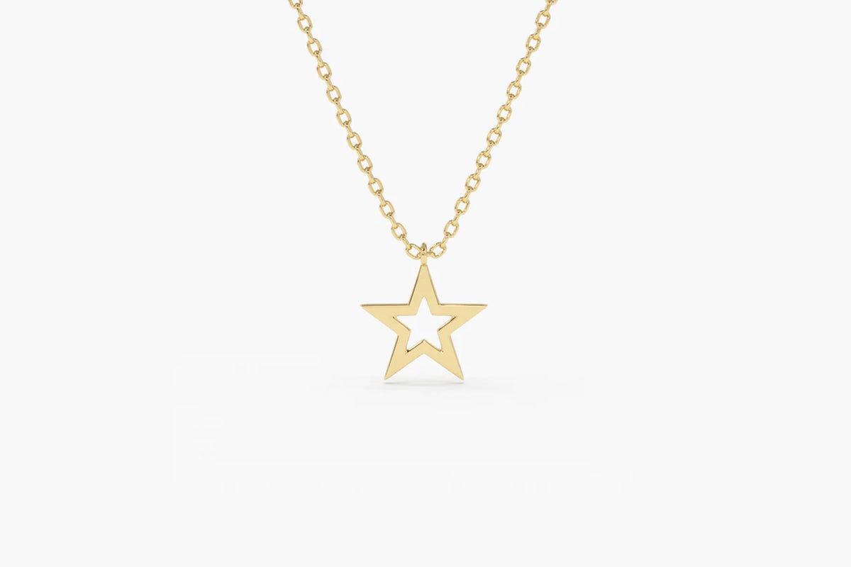 Solid Gold Star Necklace