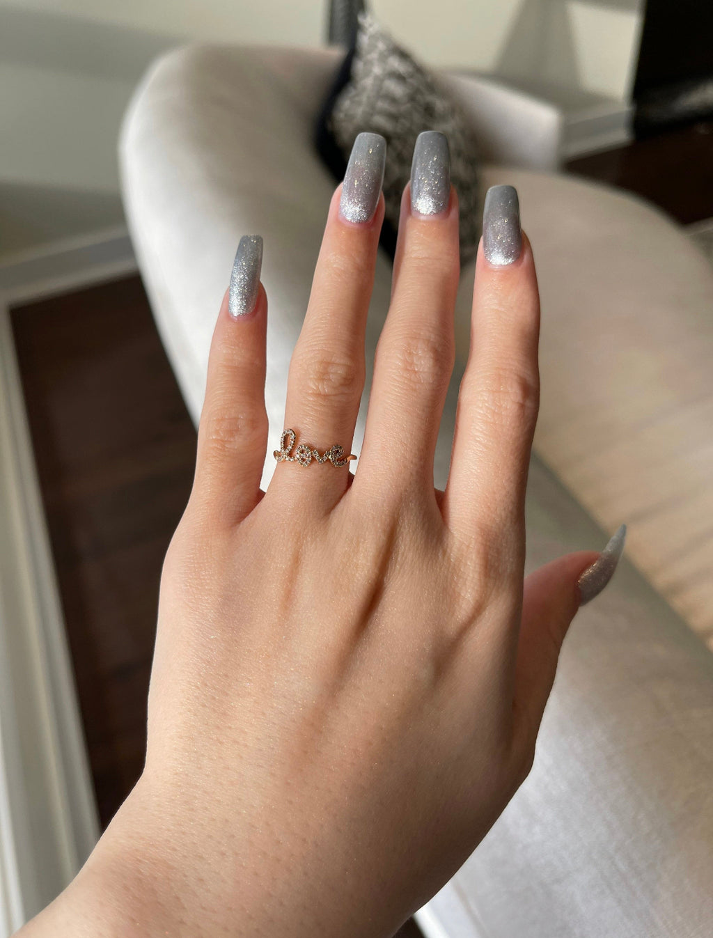 Solid Gold Love Natural Diamond Pave Ring