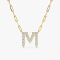 Solid Gold Diamond Initial Paperclip Necklace (4038D4)