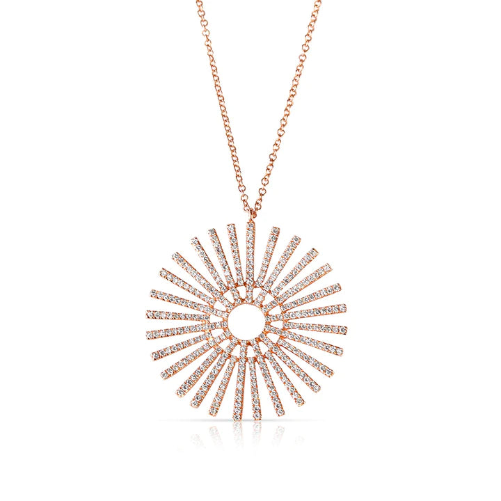 Solid Gold Diamond Sundial Necklace