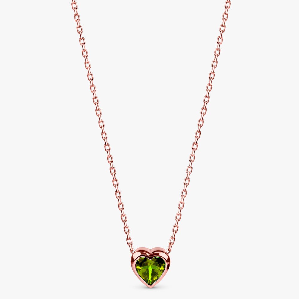 Solid Gold Peridot Heart Necklace (5256B3)