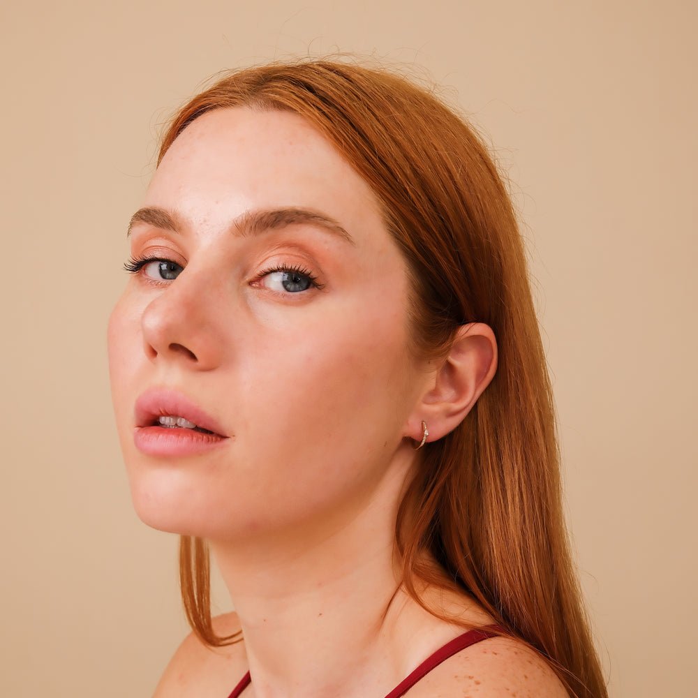 Solid Gold Thin Pear-Cut Diamond Hoops