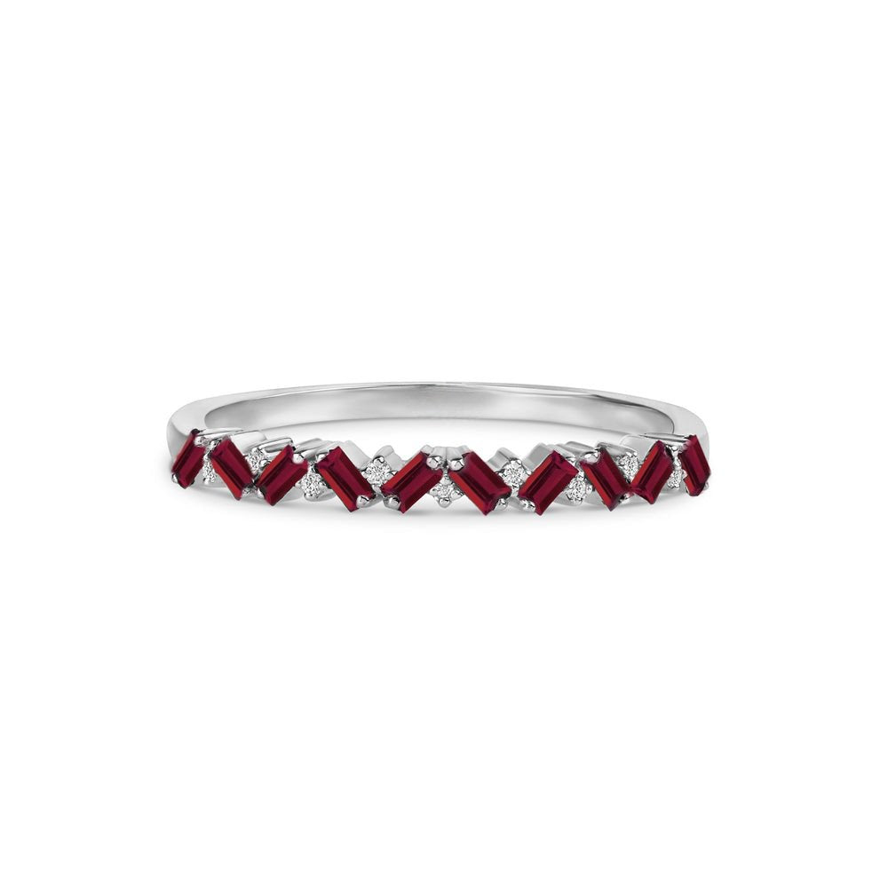 Solid Gold Ruby and Diamond Garland Ring
