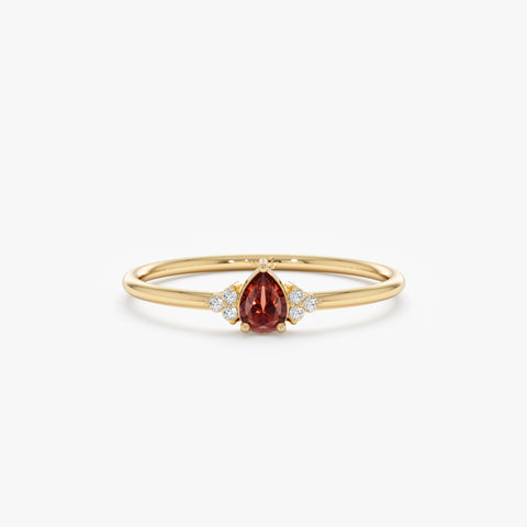 14K Solid Gold Petite Garnet Engagement Ring