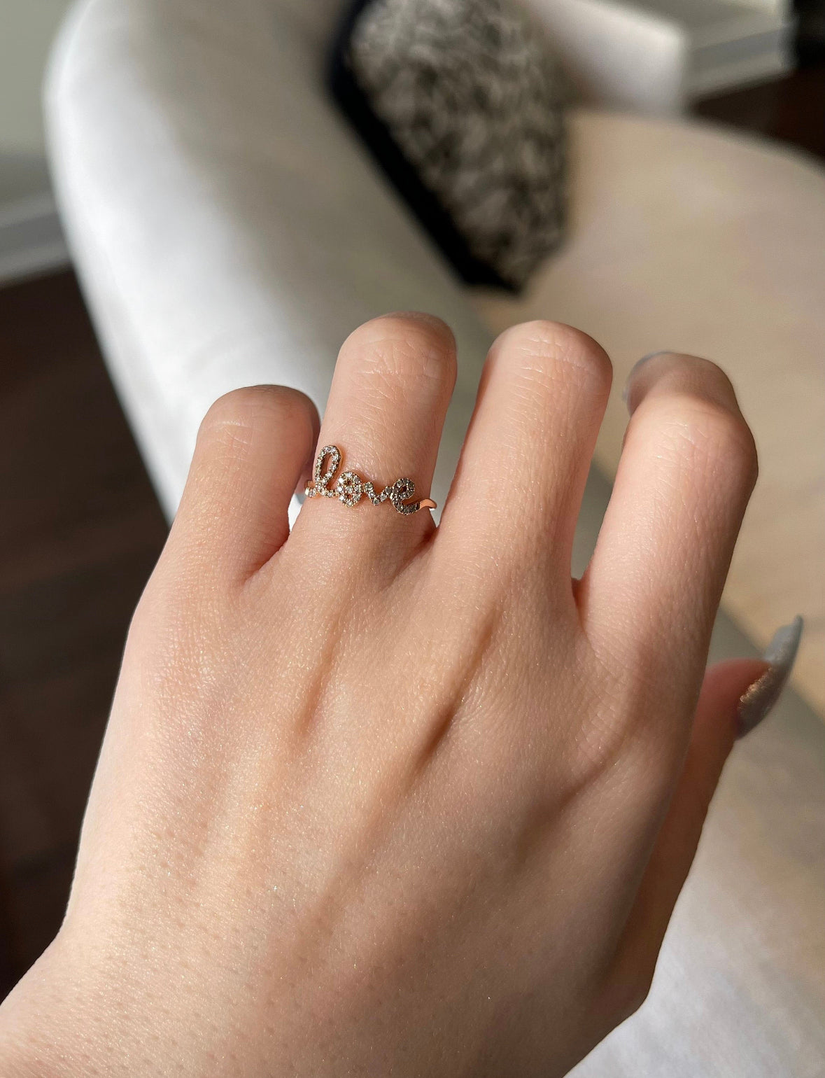 Solid Gold Love Natural Diamond Pave Ring