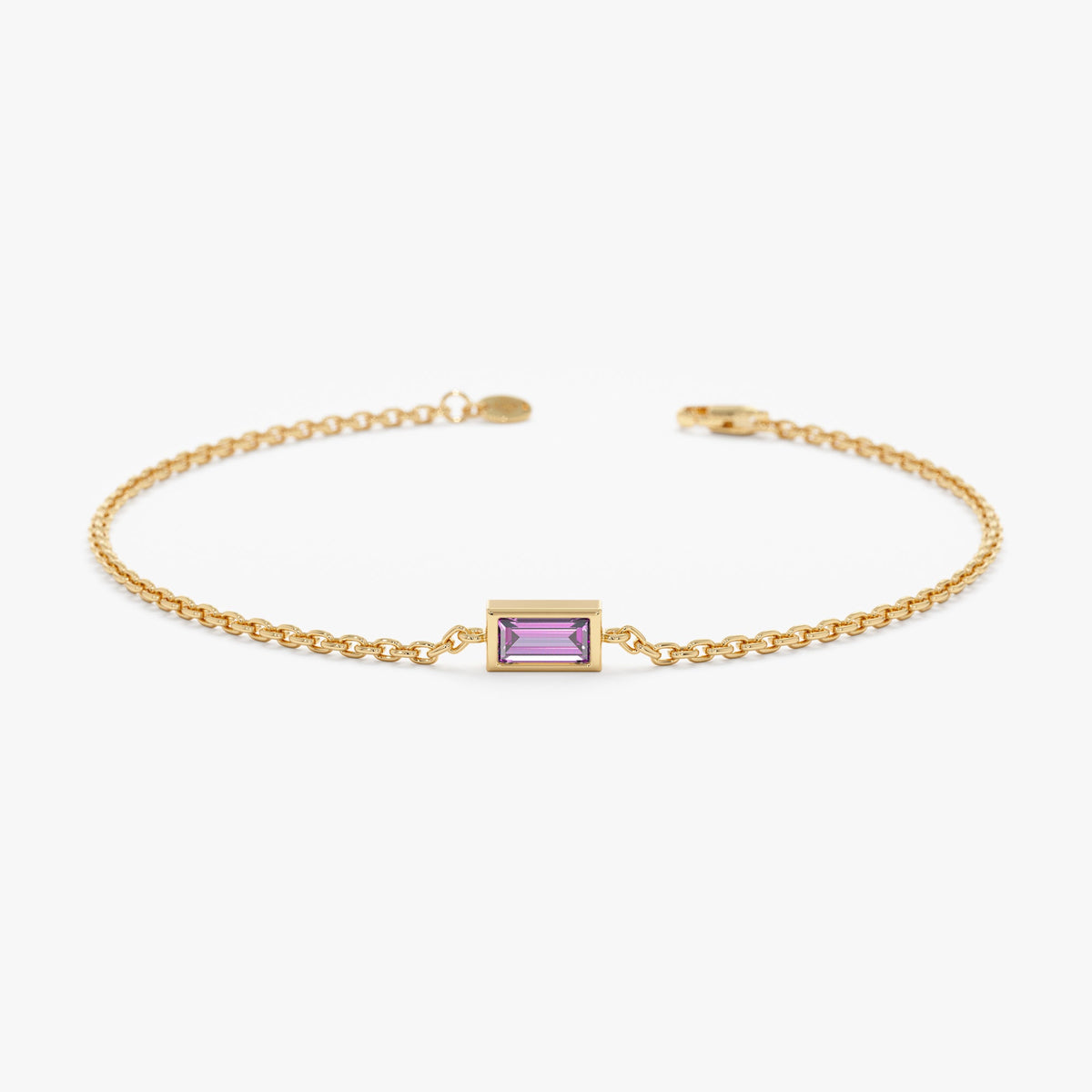 Solid Gold Amethyst Birthstone Bracelet