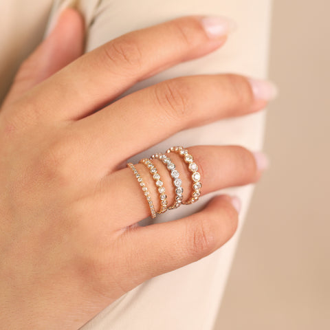 Solid Gold Natural Diamond Bezel Eternity Ring (9E7AAB)