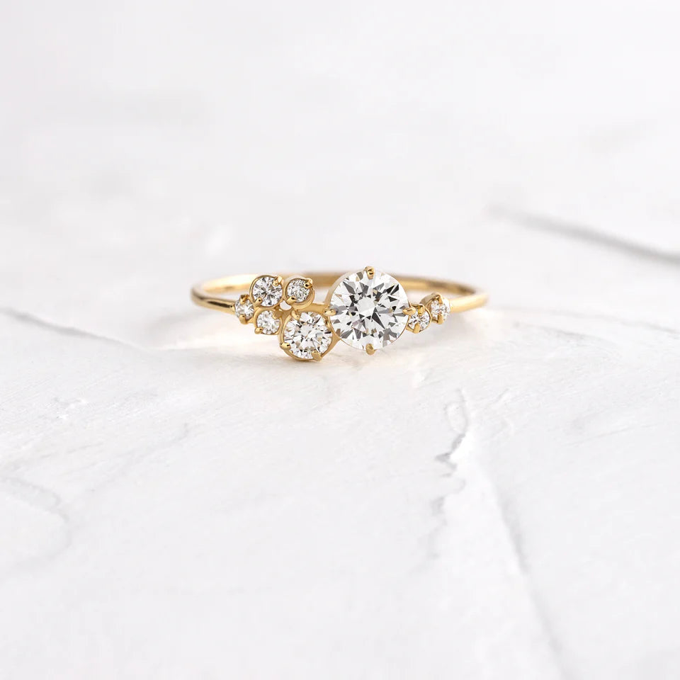Solid Gold 1 CT Diamond Indie Ring , Moissanite Diamond Ring