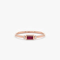 Solid Gold Diamond and Baguette Ruby Ring