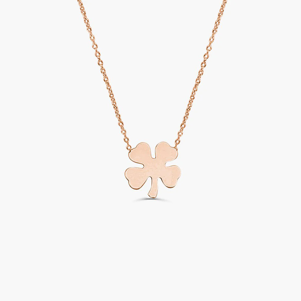 Solid Gold Four Leaf Clove Charm Necklace