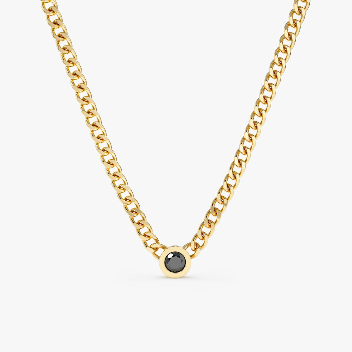 Solid Gold Black Diamond Cuban Chain (C6BD08)
