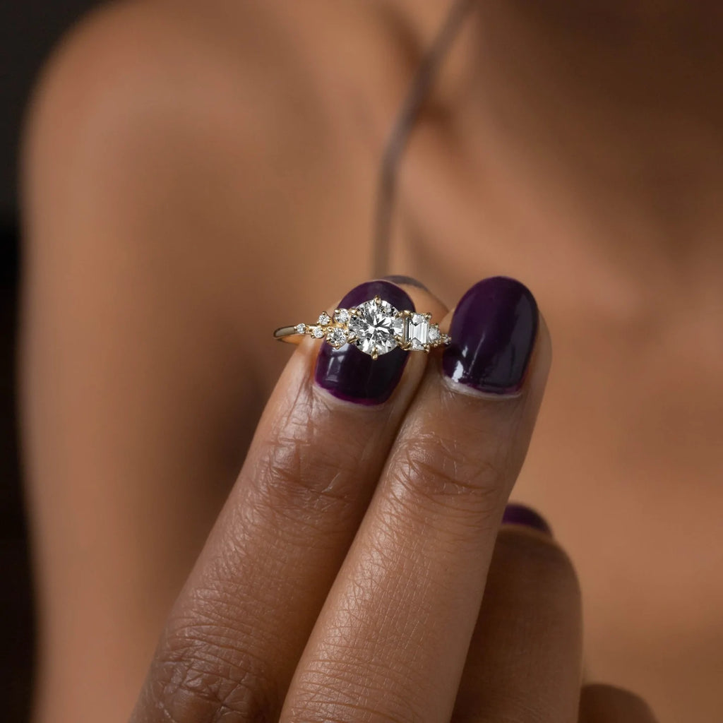 Solid Gold Round Cut Lab Diamond Ring