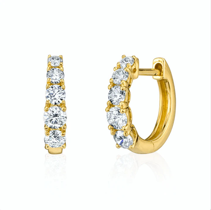 Solid Gold Graduated Diamond Huggies