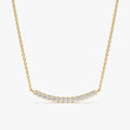 Solid Gold Curved Diamond Bar Necklace (A8E855)