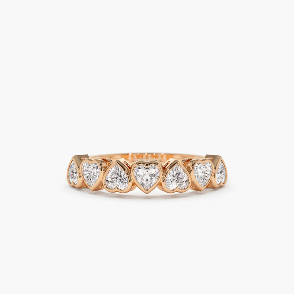 Solid Gold Heart Shape Up Down Bezel Setting Diamond Ring