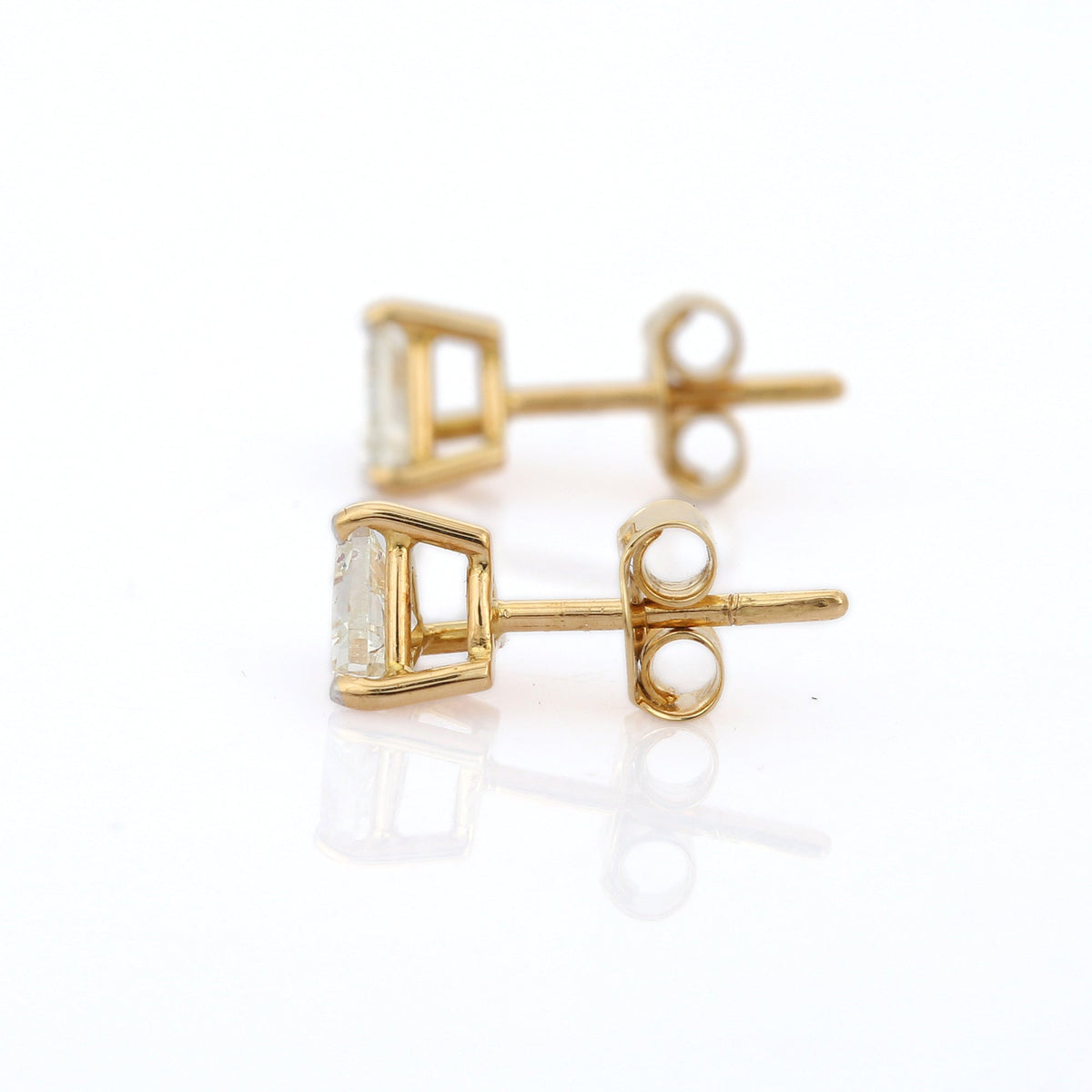 Solid Gold Trillion Cut Diamond Tiny Studs