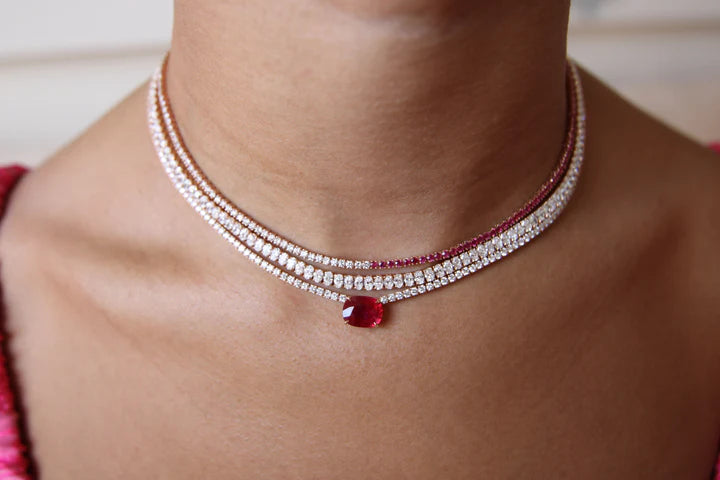 Solid Gold Oval Diamond Choker