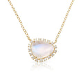 Solid Gold Moonstone Necklace With Floating Diamonds