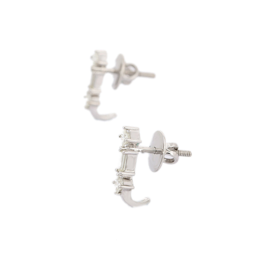 Solid Gold Dangle Diamond Tiny Earrings