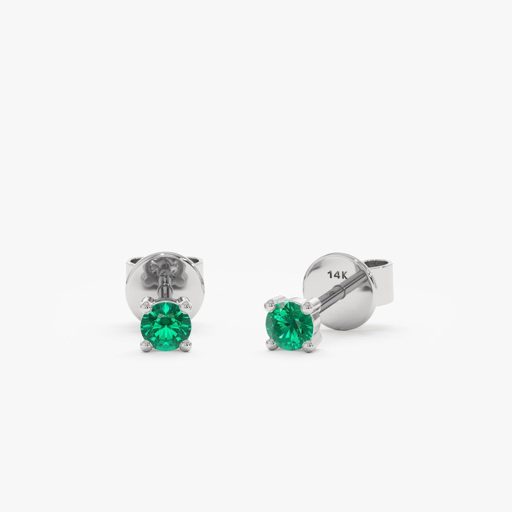 Solid Gold Emerald Stud Earrings