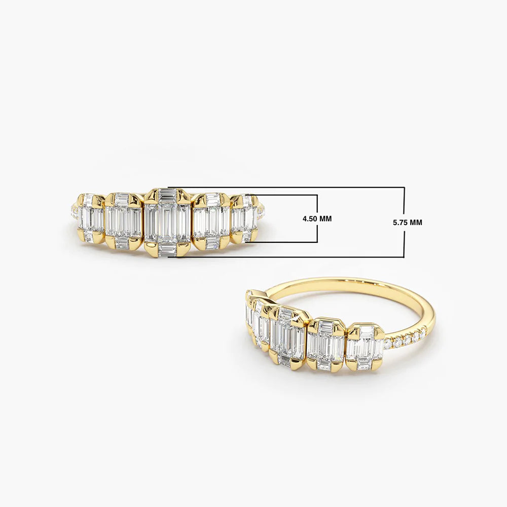 Solid Gold Graduating Baguette Diamond Anniversary Ring