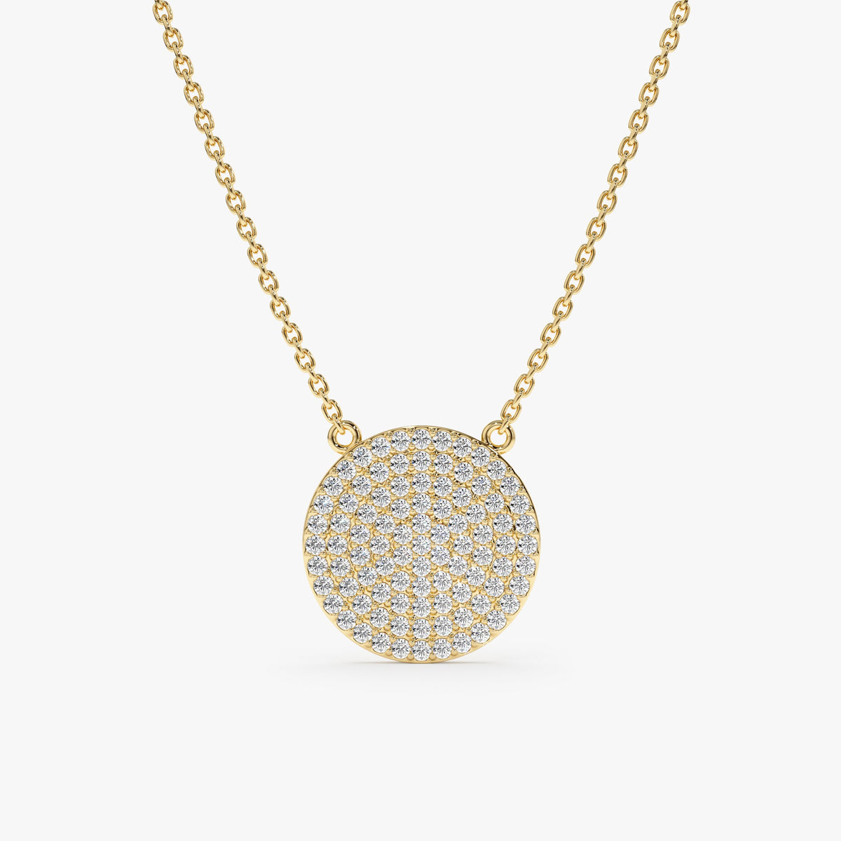 Solid Gold Diamond Disc Necklace (9B1B8F)