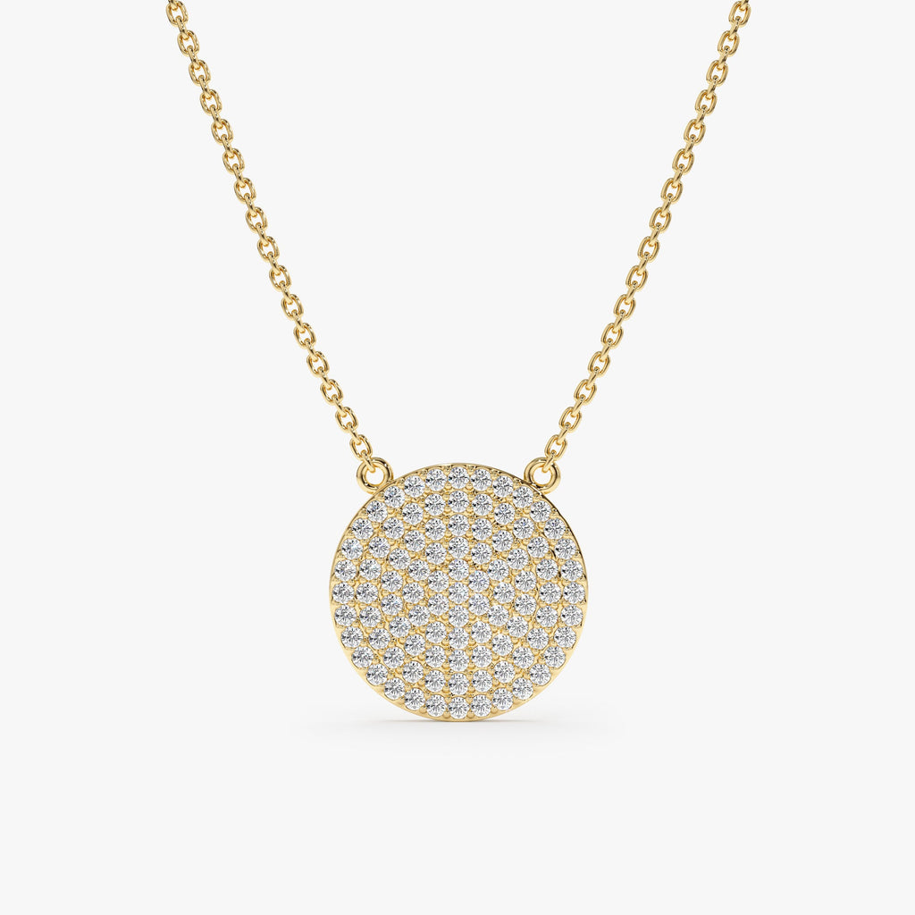 Solid Gold Diamond Disc Necklace (85F000)