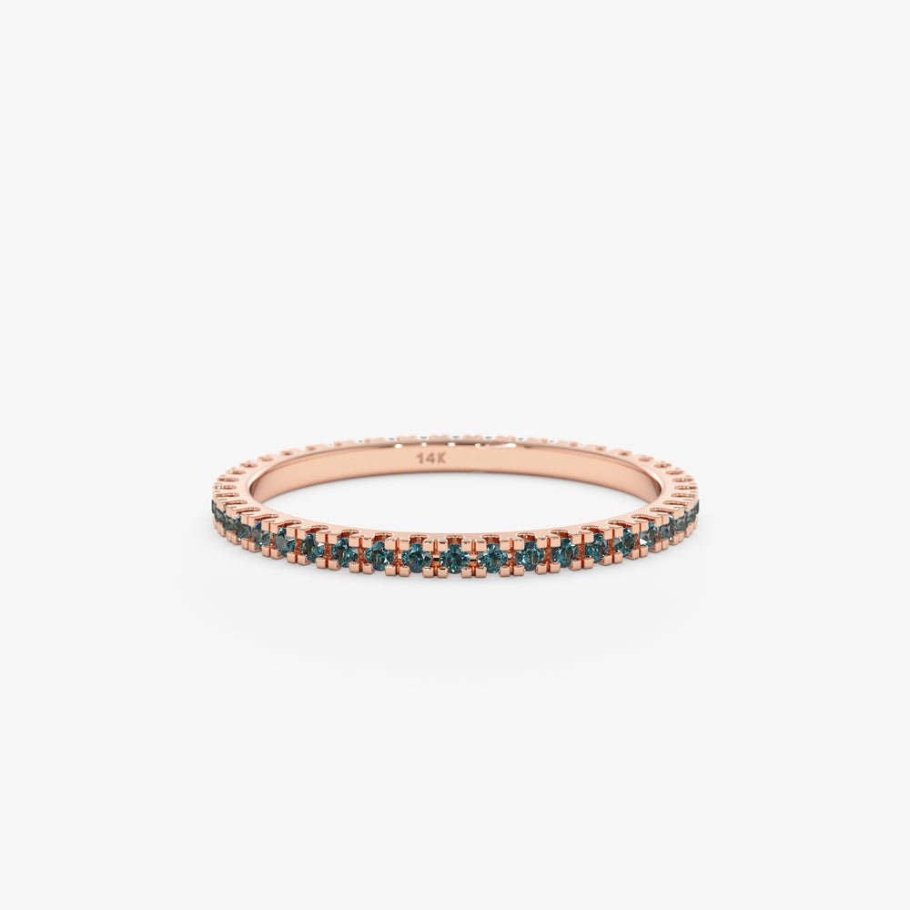 Solid Gold Blue Diamond Eternity Ring
